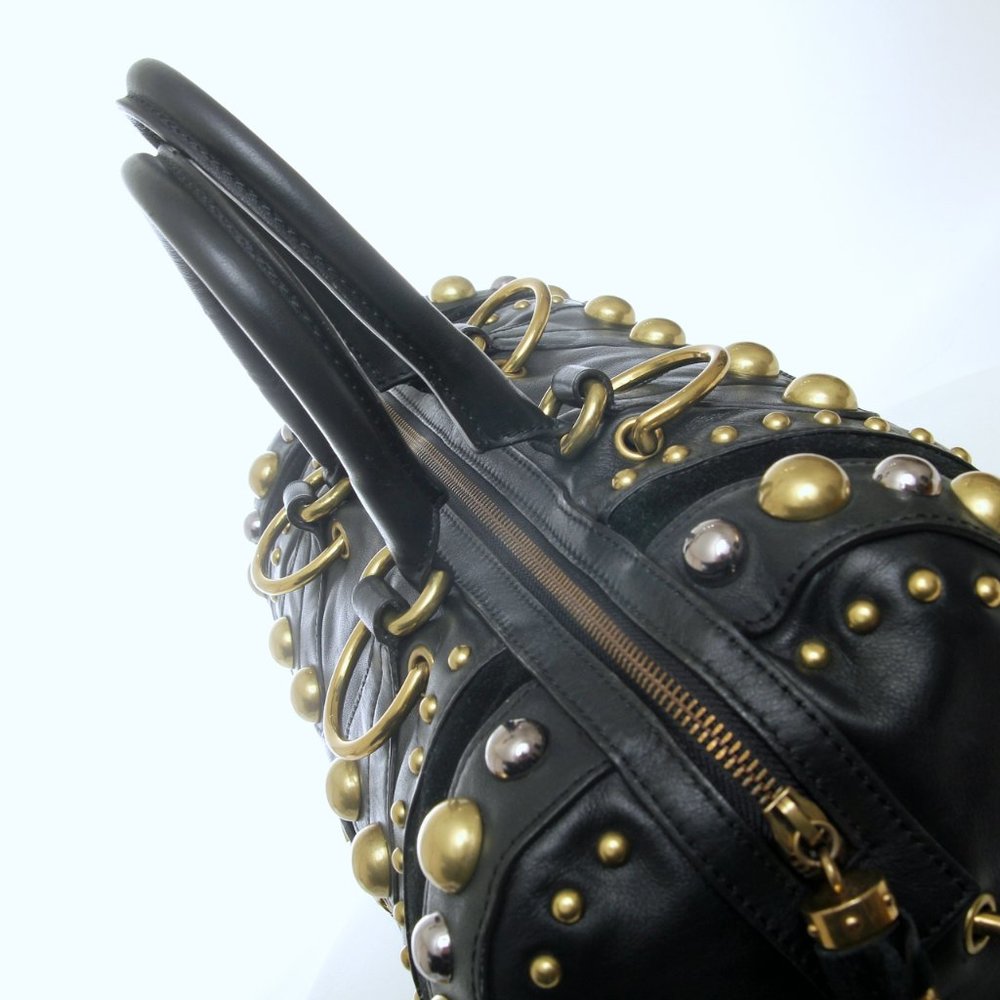 GUCCI Leather Babouska Studded Boston Bag - Picture 4 of 16